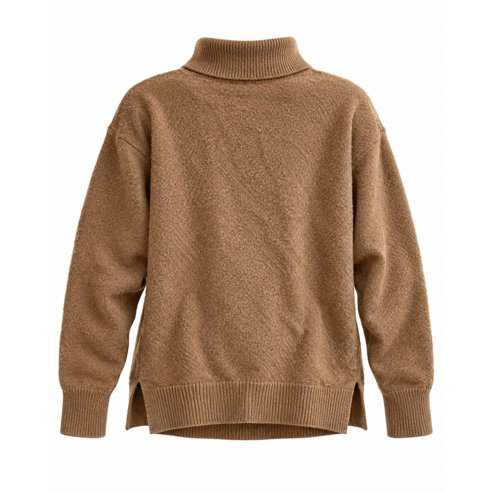 Banana Republic Brown Turtleneck Sweater Petite L High Low Hem Long Sleeve Knit - Picture 2 of 7